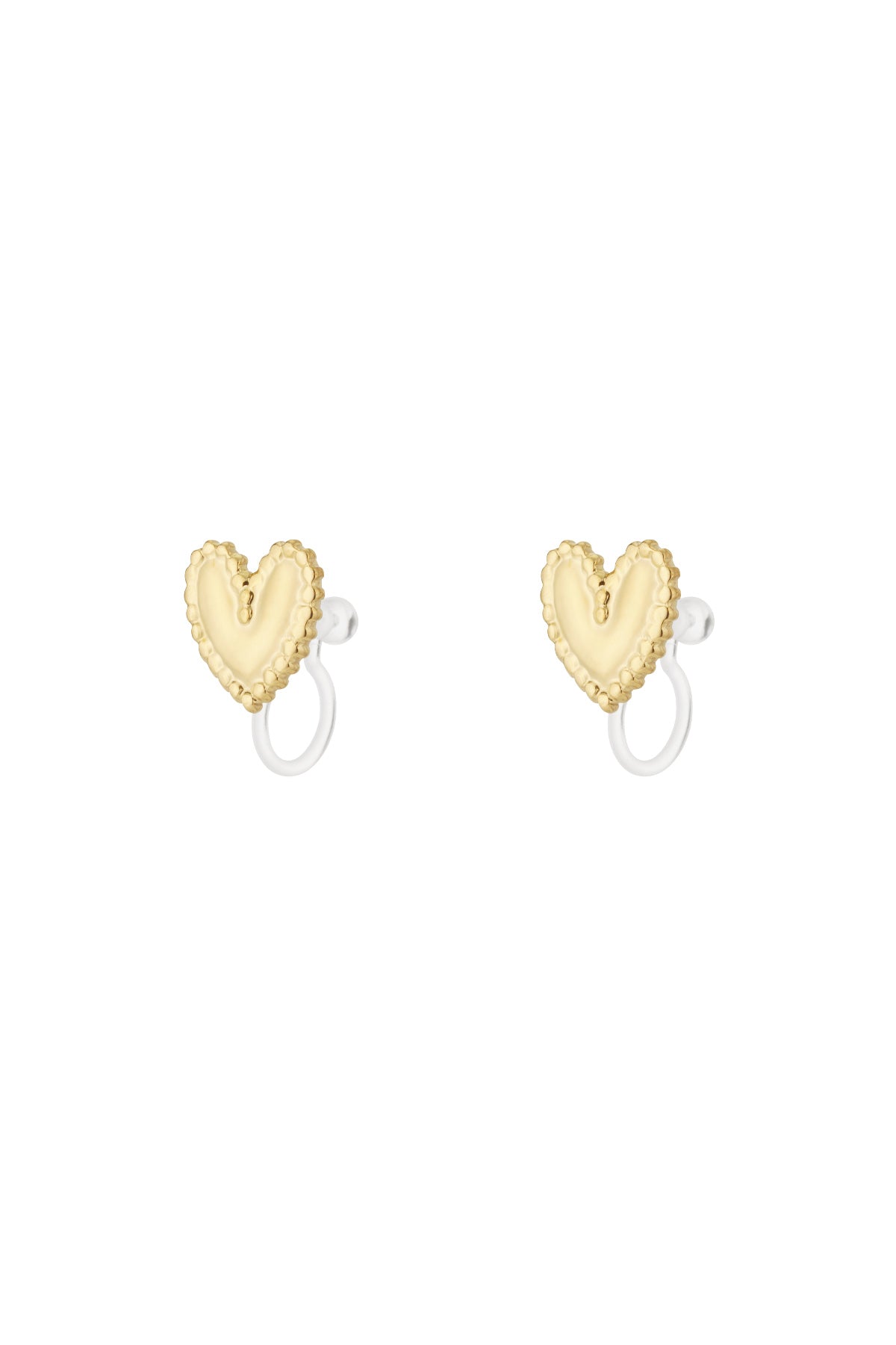 Clips d'oreilles pour femmes en acier inoxydable en forme de cœur – doré et argenté
