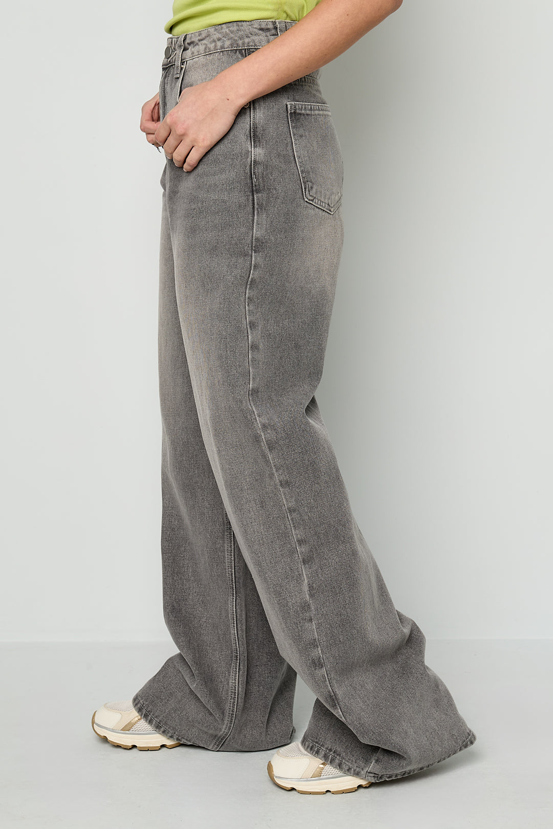 Dames wide-leg jeans van geweven katoen in drie kleuren – productfoto 4