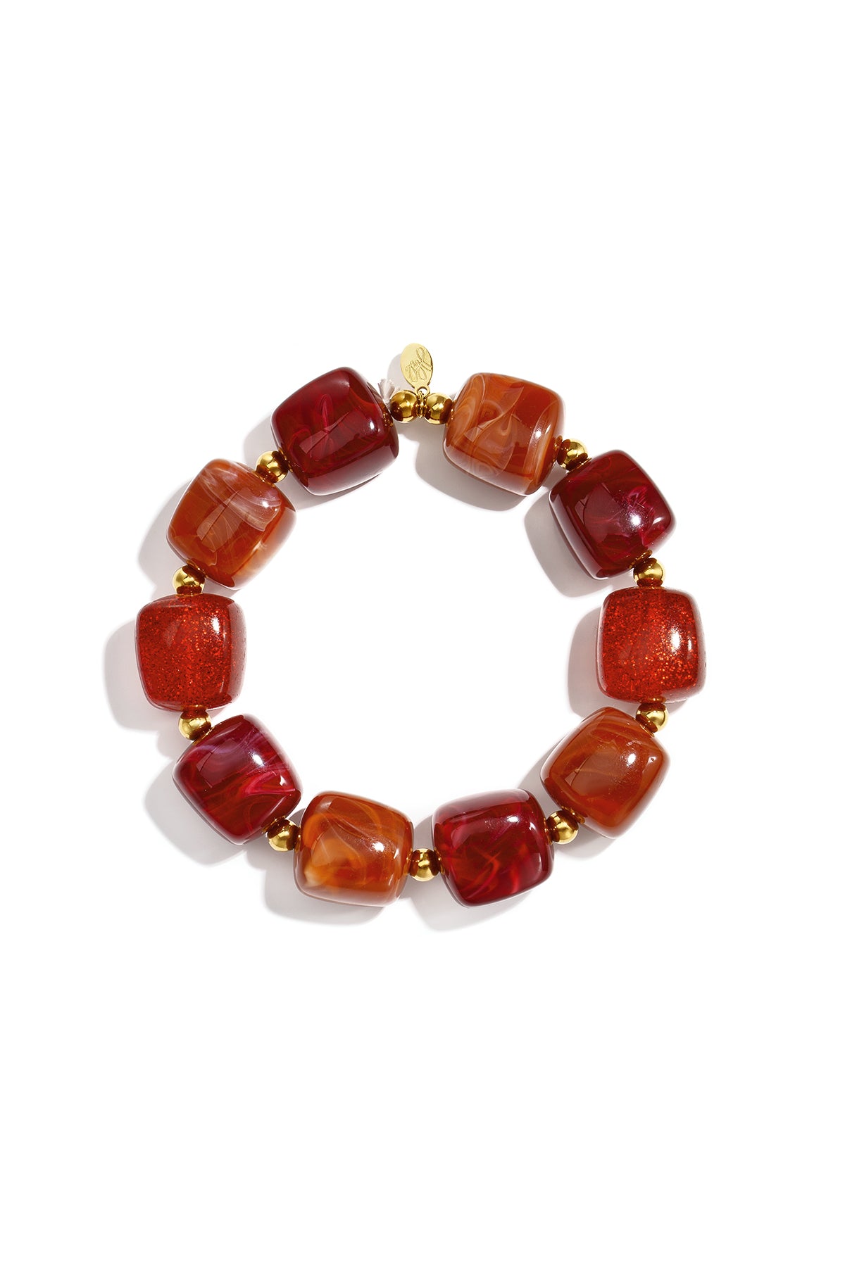 Dames kralenarmband van acryl in karmozijnrood
