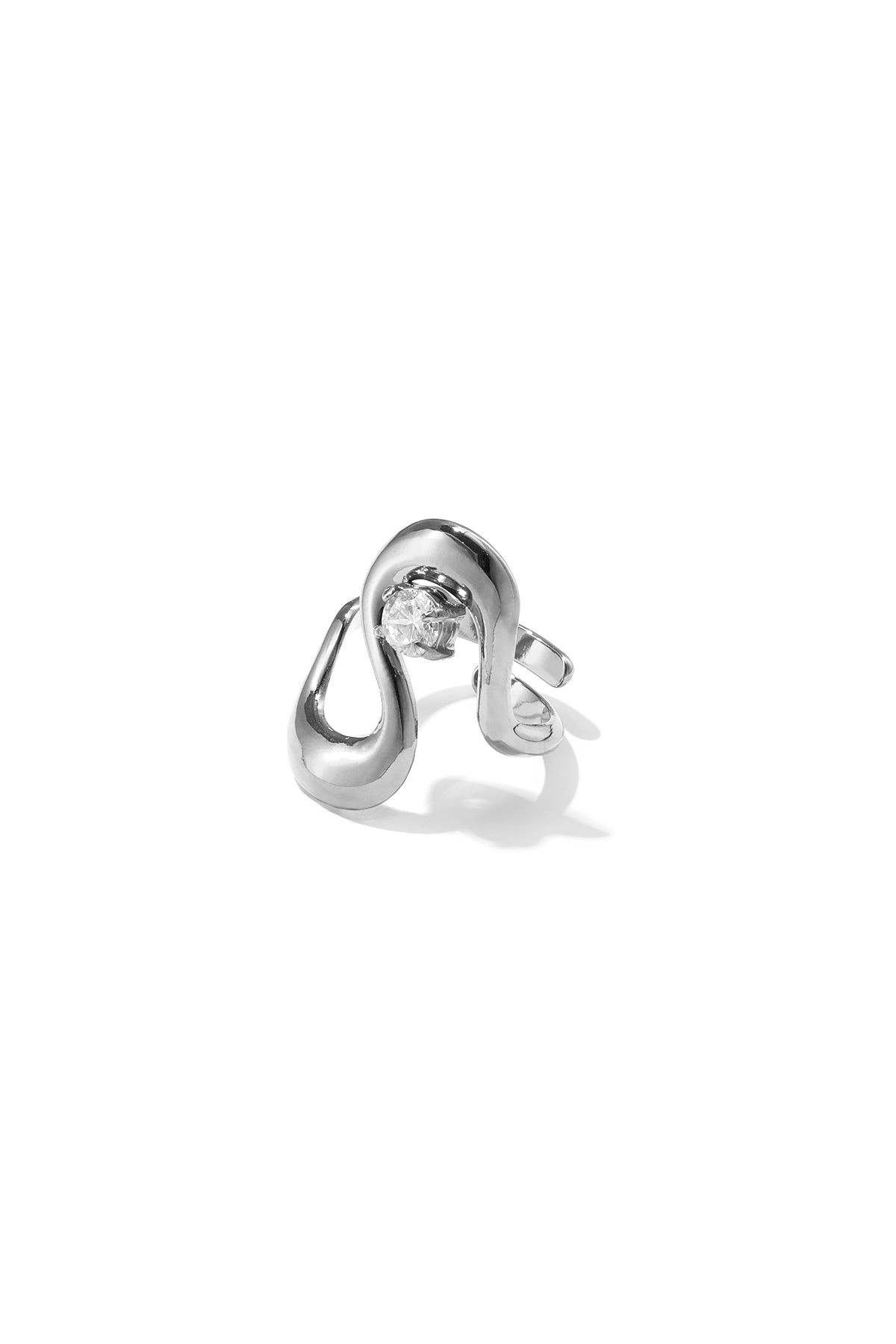 Bague fantaisie pour femme en acier inoxydable de forme organique – doré