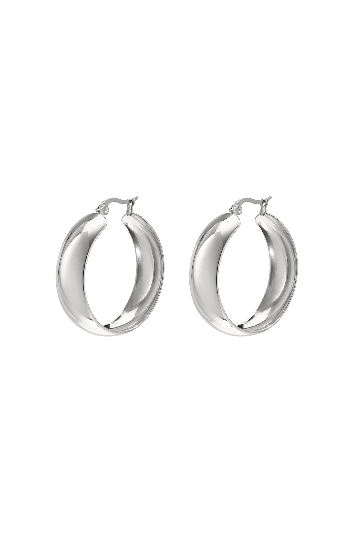 Women's Round Stainless Steel Hoop Earrings – Gold and Silver Tone