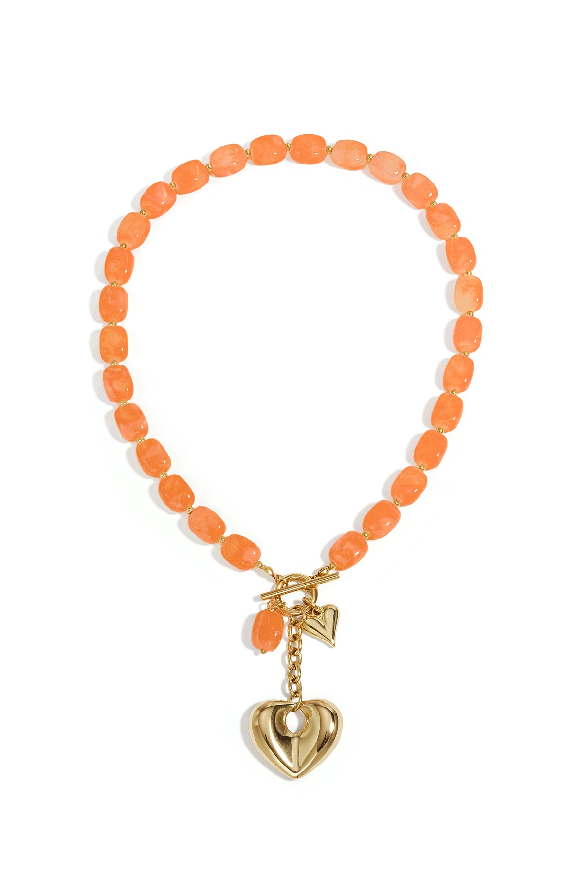 Women's acrylic beaded necklace with heart shape – multiple colours