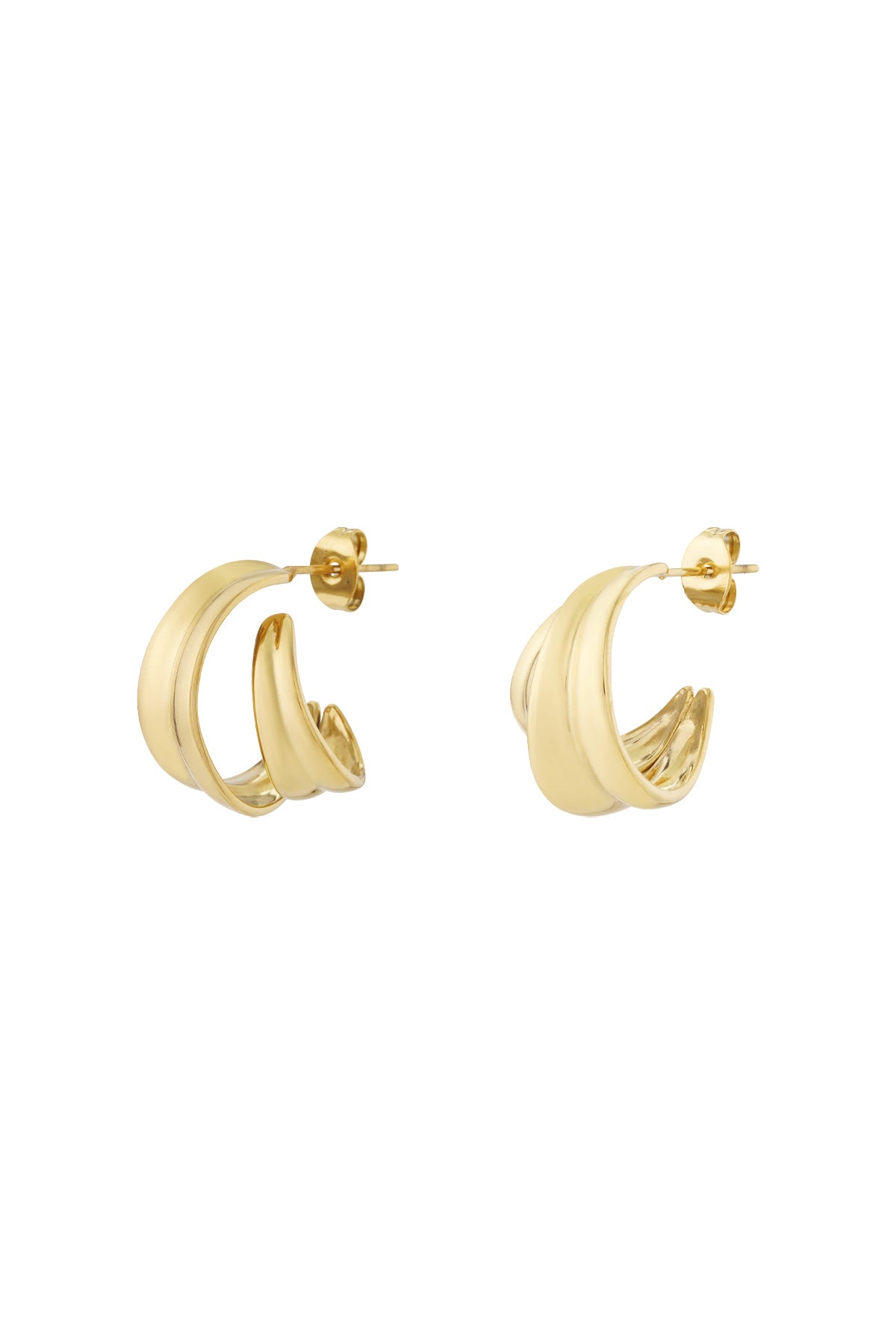 Boucles d'oreilles créoles pour femmes en acier inoxydable, forme organique – couleur or