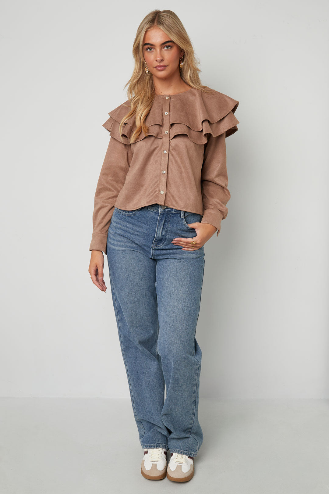 Dames blouse van polyester met rucherand – productfoto 6