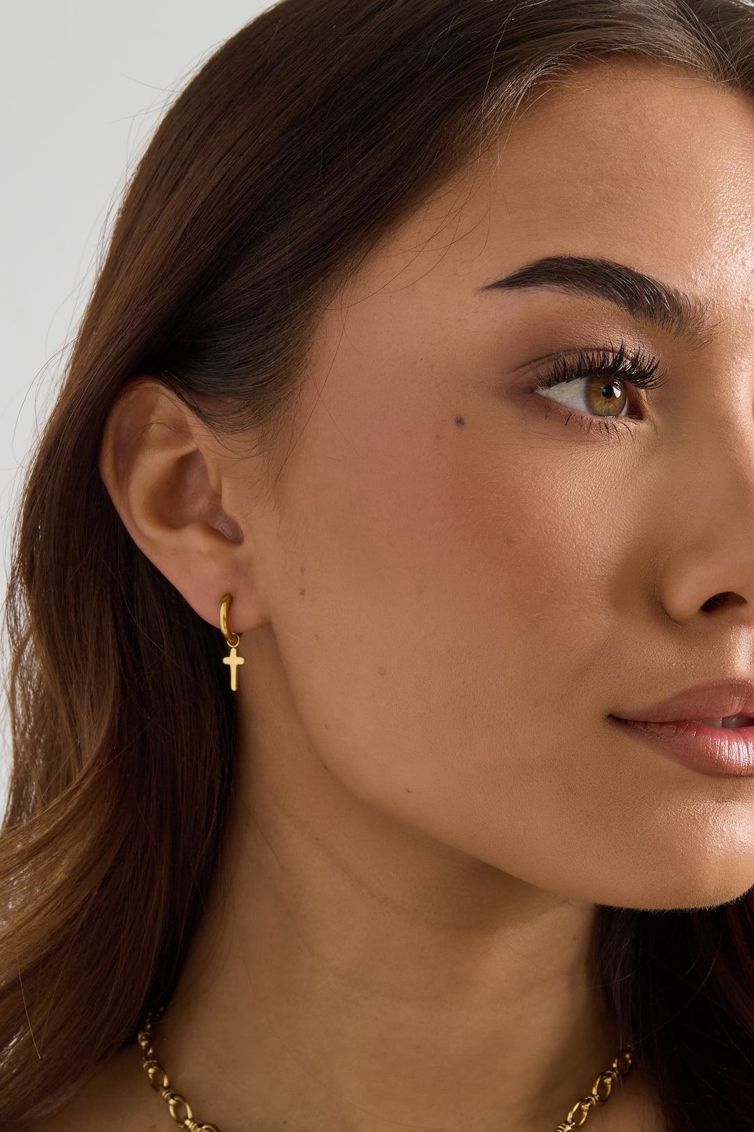Women's Stainless Steel Drop Earrings with Cross Motif – Silver-Coloured and Gold-Coloured – image 2
