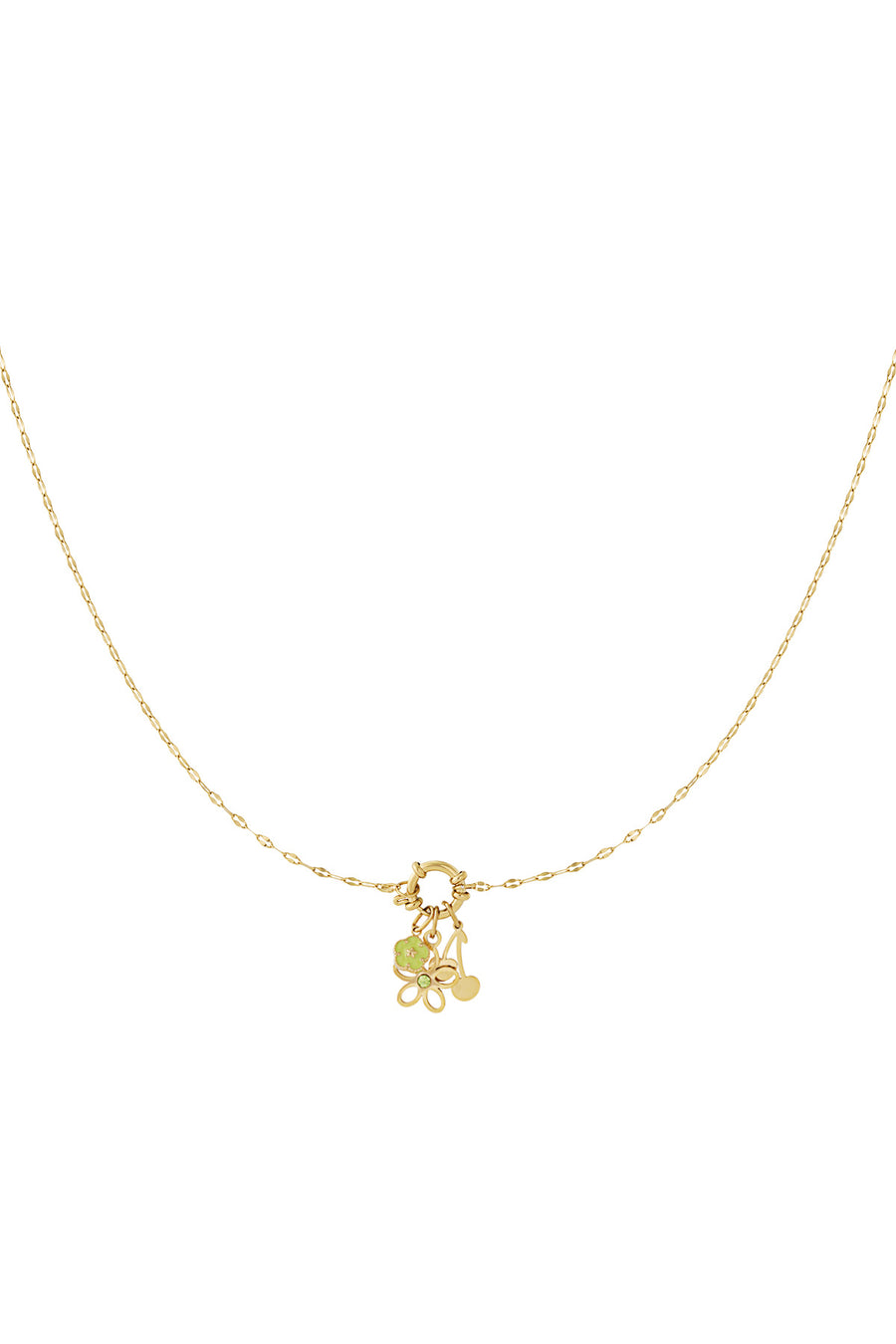 Collier pour femme avec pendentif en acier inoxydable, émail, strass avec motif floral et forme de cœur