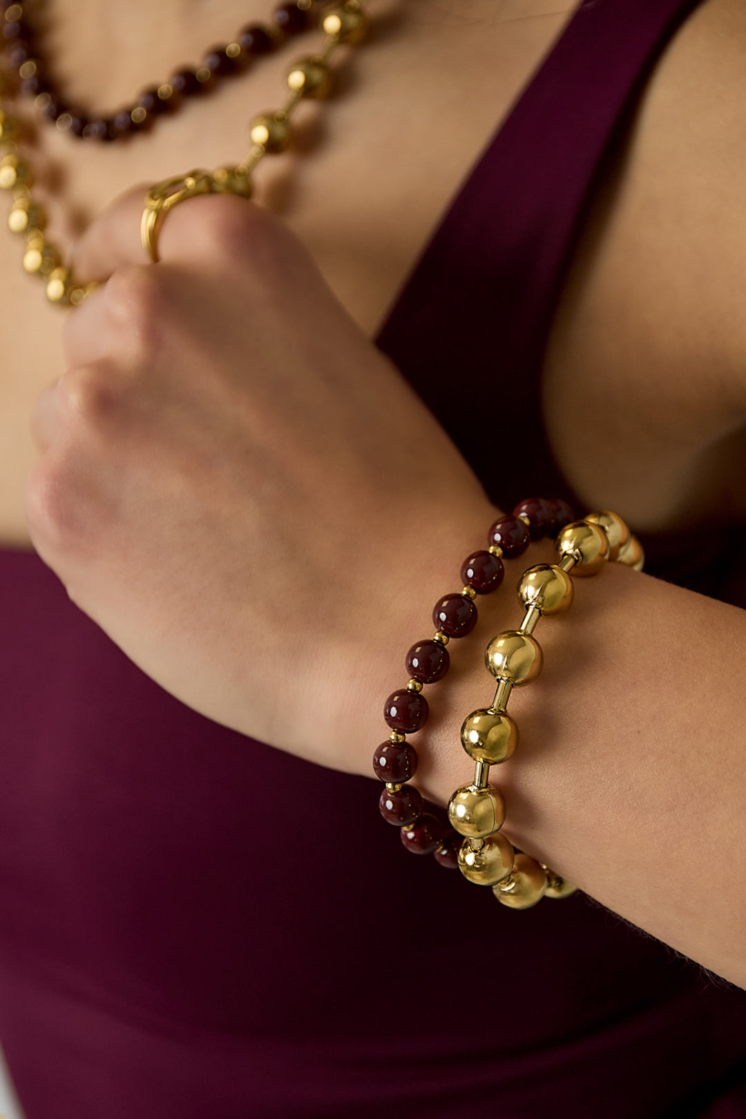 Stainless Steel Beaded Bracelet for Women – Multiple Colours – image 3