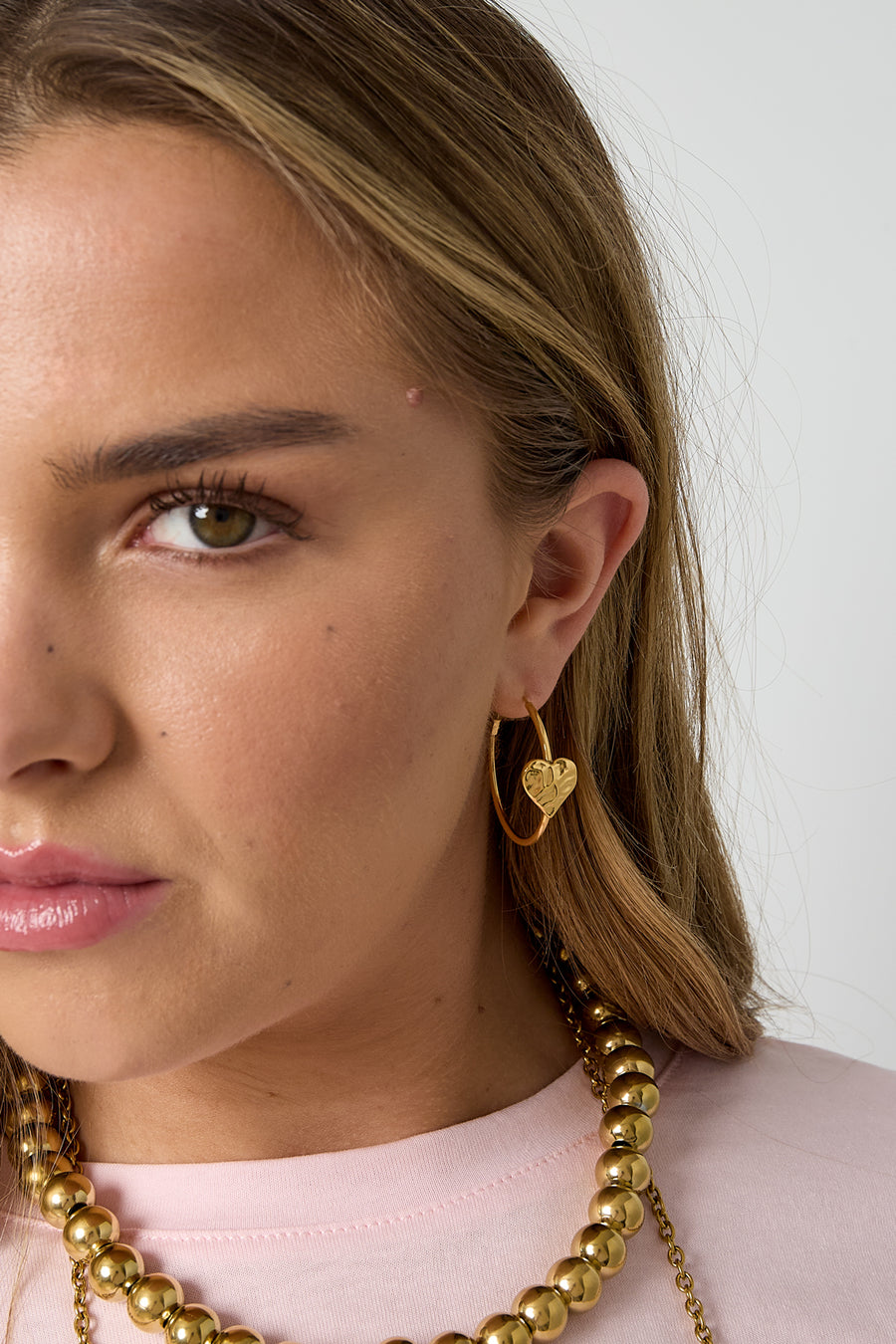 Boucles d'oreilles créoles pour femmes en acier inoxydable en forme de cœur – couleur or et argent