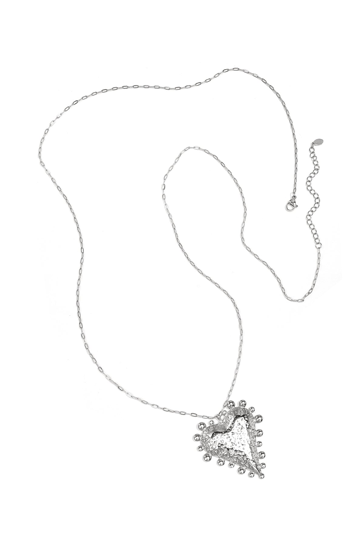 Long stainless steel heart-shaped necklace for women – gold and silver-toned