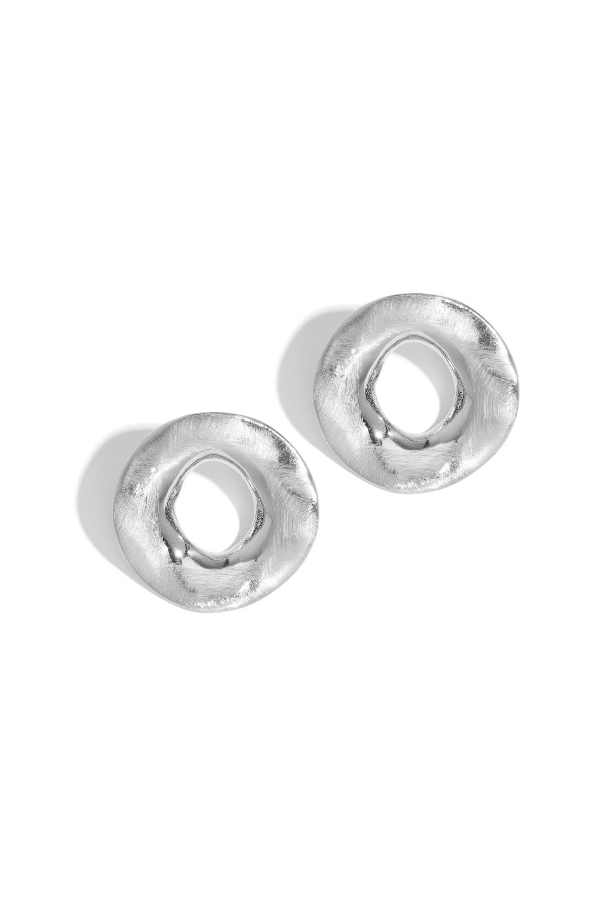 304 Stainless Steel Round Stud Earrings for Women - Gold-Colored