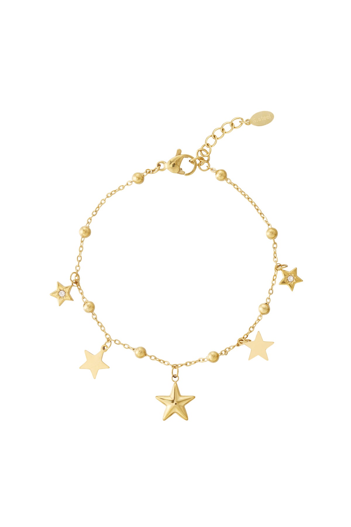 Bracelet à breloques pour femmes en acier inoxydable 304, motif étoile – couleur or