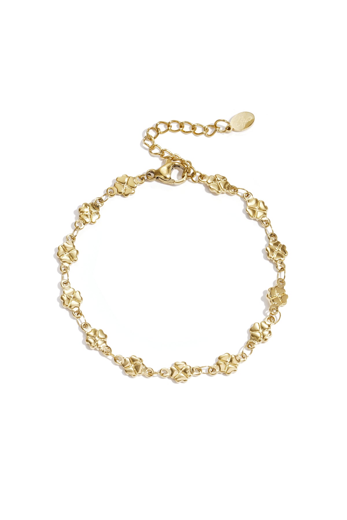 Bracelet à maillons pour femme en acier inoxydable avec motif trèfle – couleur or et argent