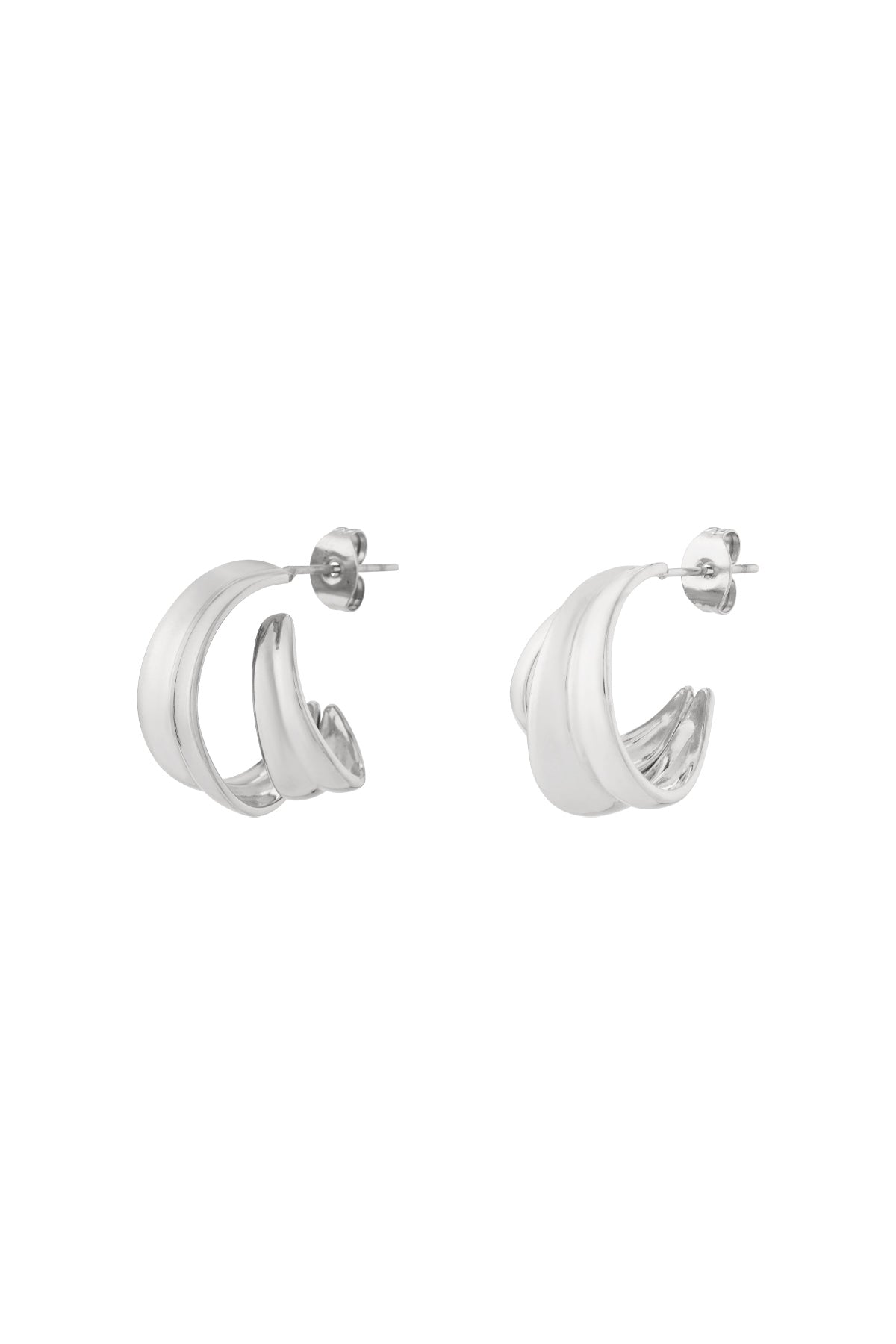 Boucles d'oreilles créoles pour femmes en acier inoxydable, forme organique – couleur or