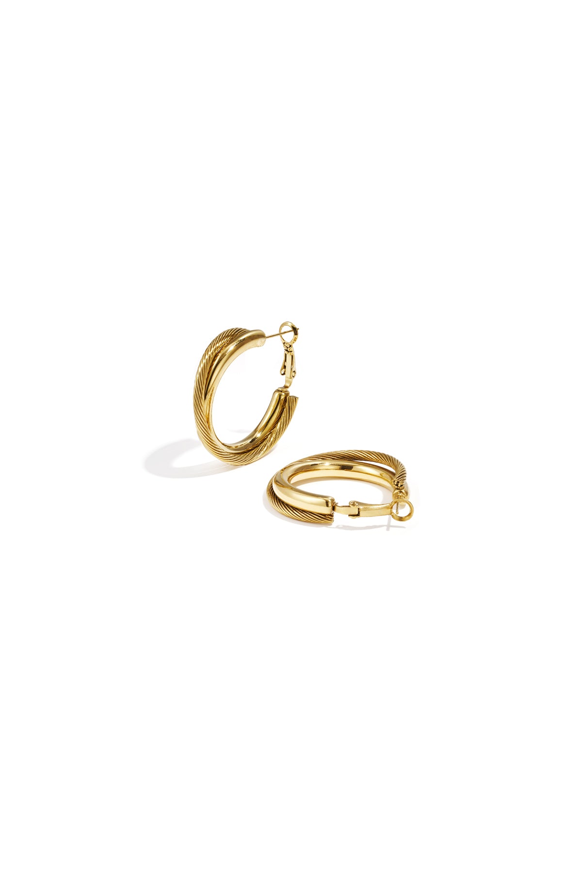 Women's Round Stainless Steel Hoop Earrings – Gold-colored