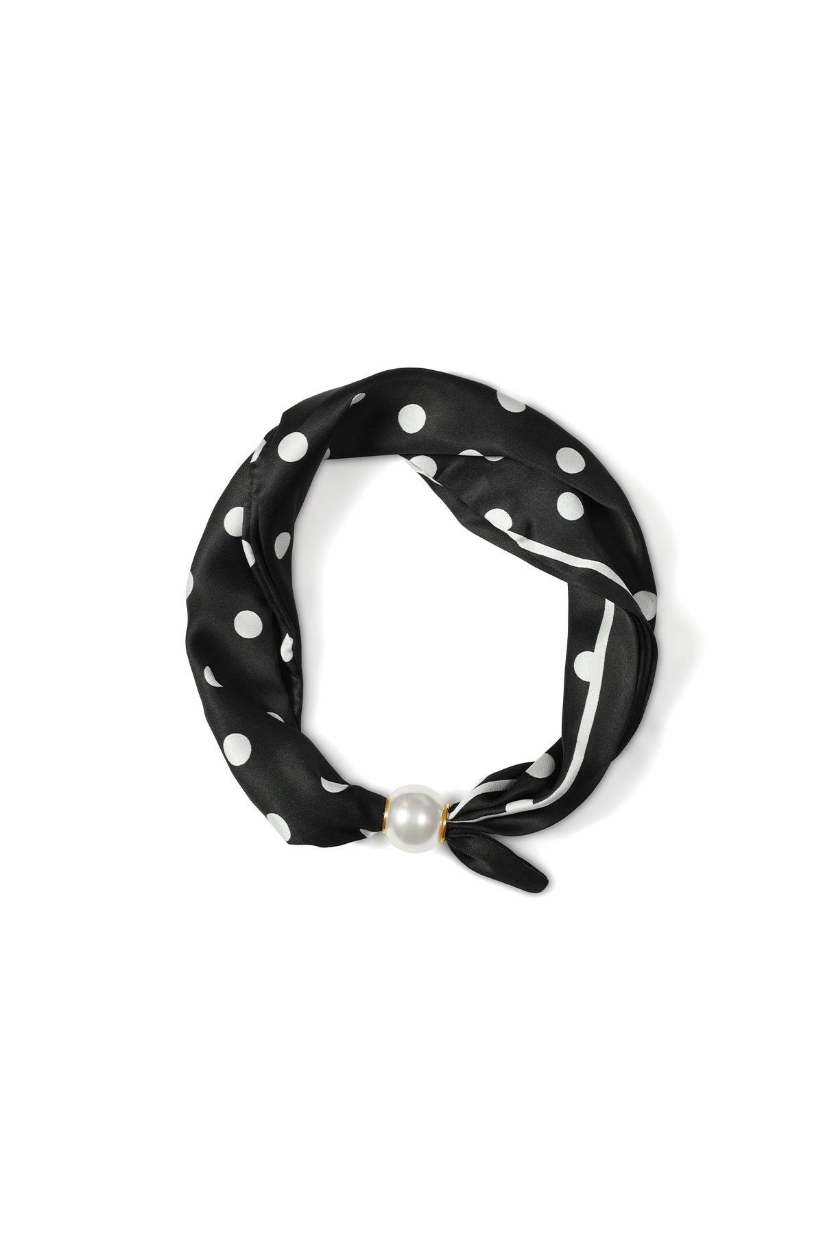 Women's summer scarf in 100% polyester with polka dots – black and white