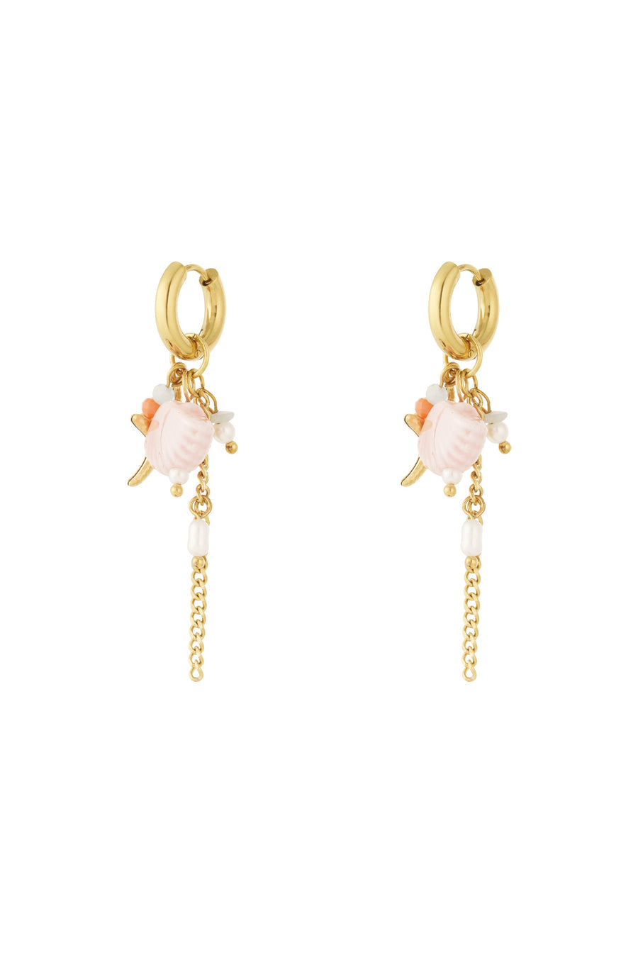 Boucles d'oreilles pendantes pour femmes en acier inoxydable, perle, coquillage, pierre, cristal, cristal, céramique