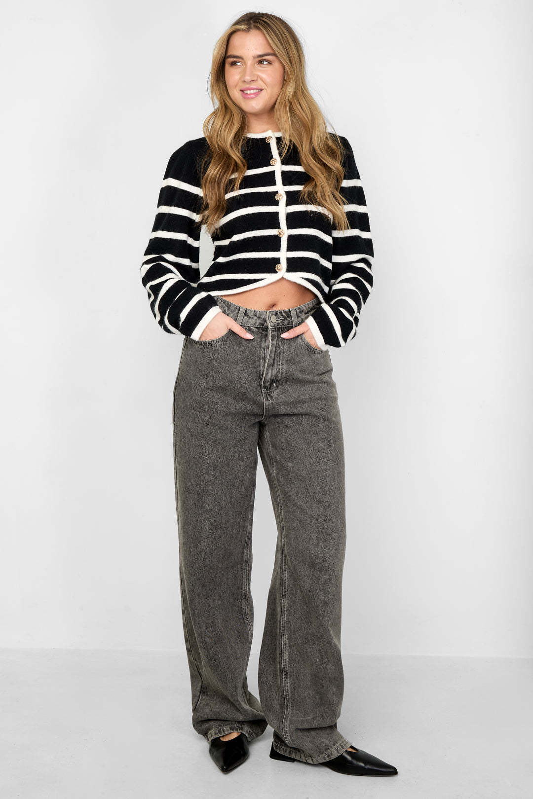 Dames Loving Stripe gebreide trui in drie kleuren – productfoto 5