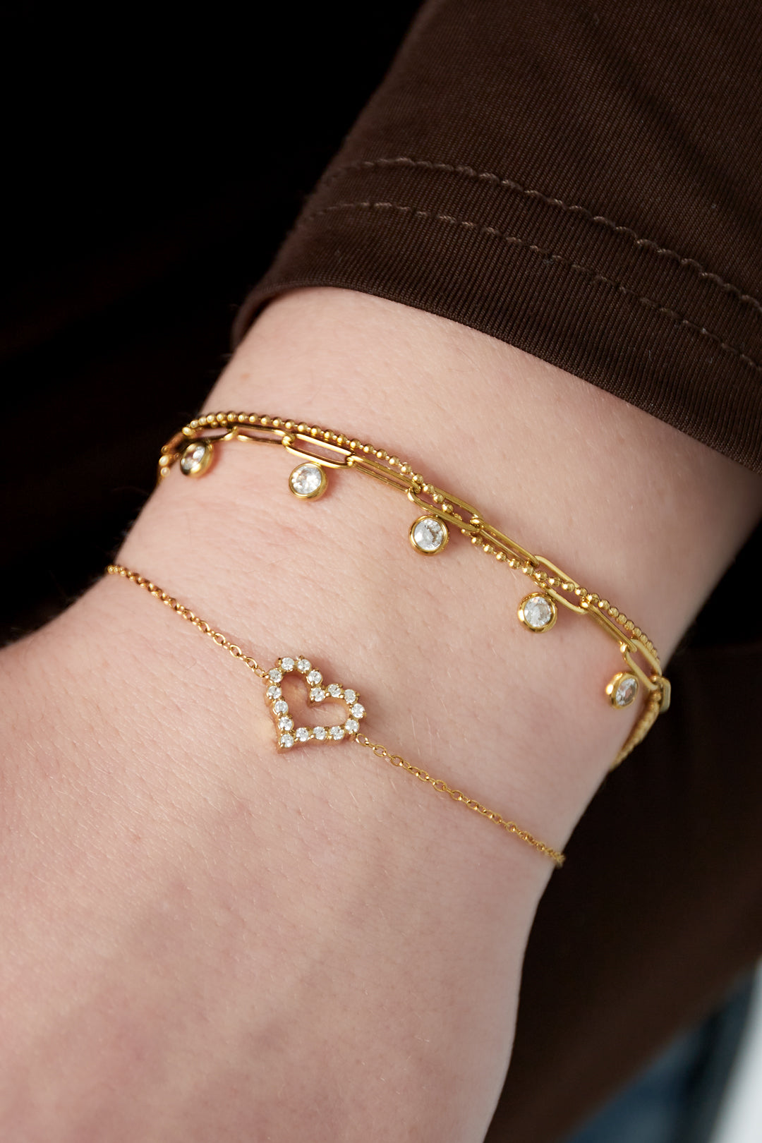 Women's 304 Stainless Steel Heart Charm Bracelet – Gold – image 2