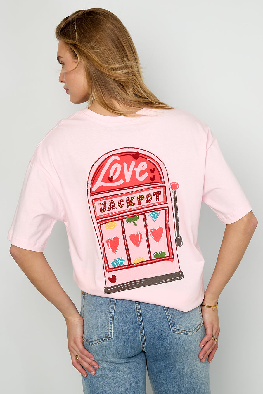 Dames Love Machine T-shirt van katoen met hart – productfoto 2