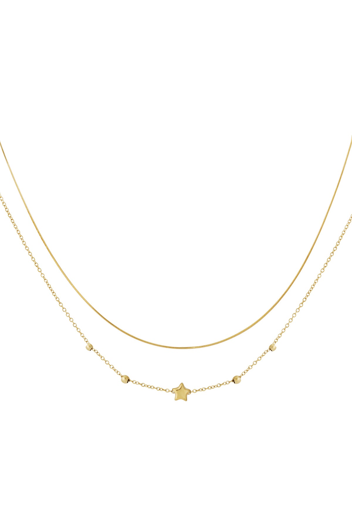 Layered women's necklace made of 304 stainless steel with star motif – gold-colored