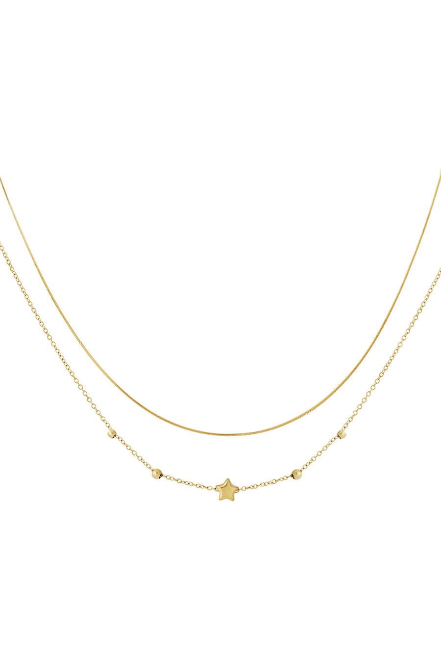 Collier femme multicouche en acier inoxydable 304 avec motif étoile – doré