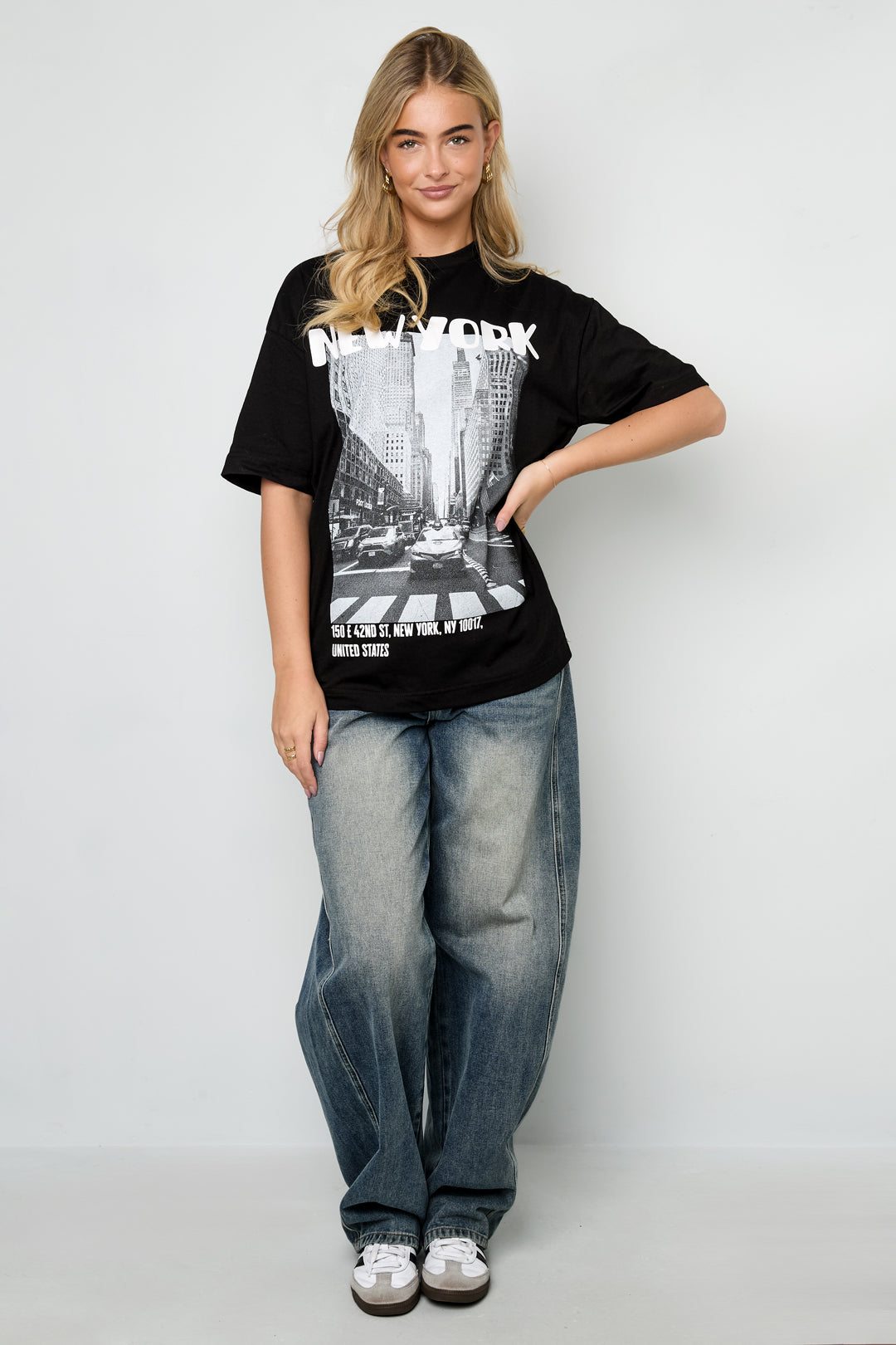 Dames New York T-shirt van katoen met tekst – productfoto 5
