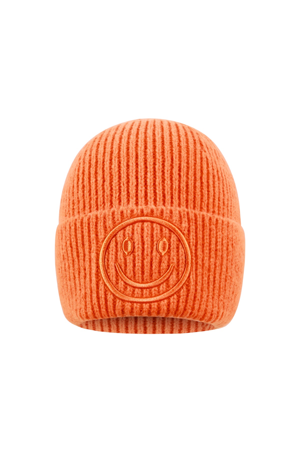 Dames muts met smiley in oranje