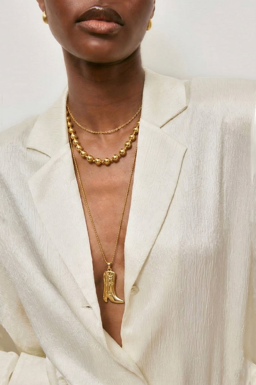 Long necklace for women made of stainless steel – gold-colored – image 2