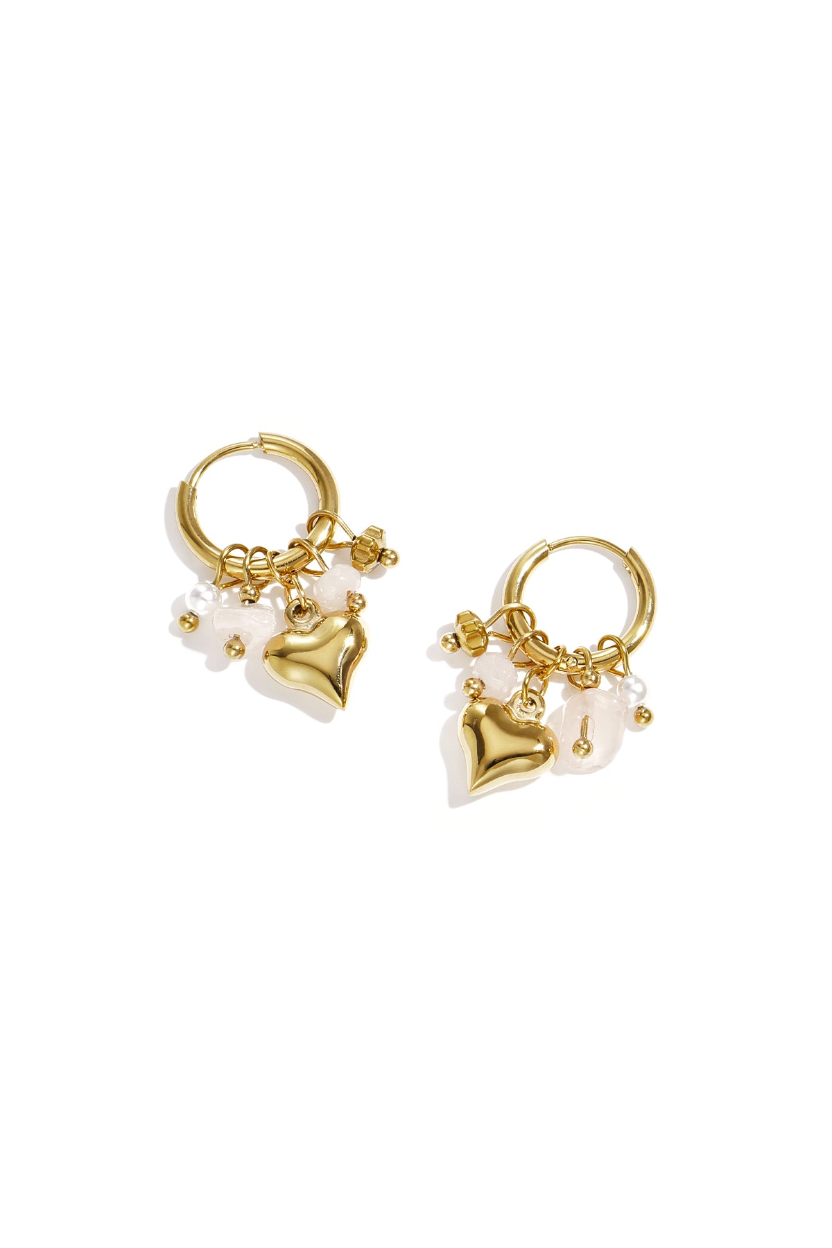 Boucles d'oreilles pendantes pour femmes en acier inoxydable, pierre, coquillage, perle, hématite avec cœur