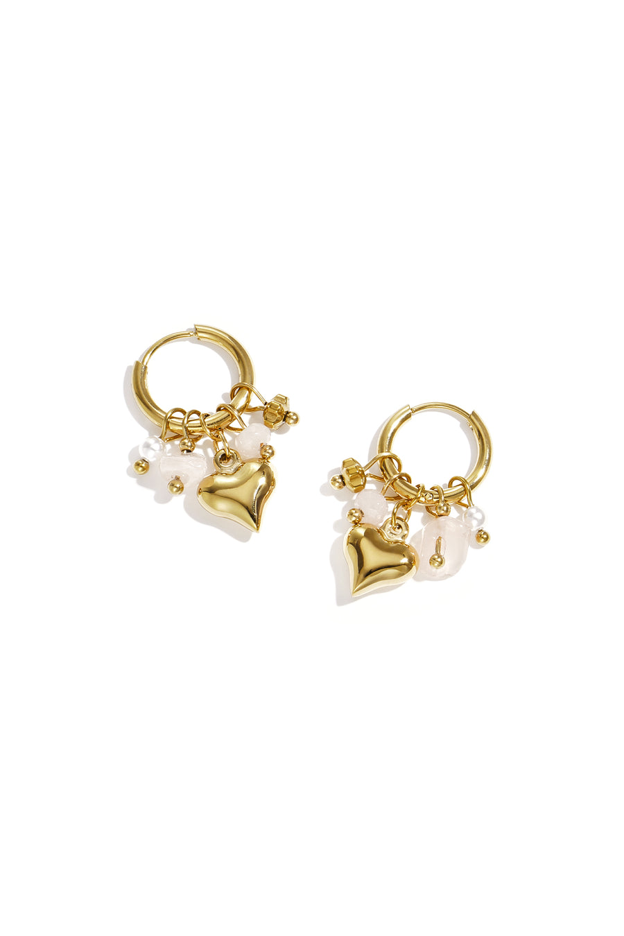 Boucles d'oreilles pendantes pour femmes en acier inoxydable, pierre, coquillage, perle, hématite avec cœur