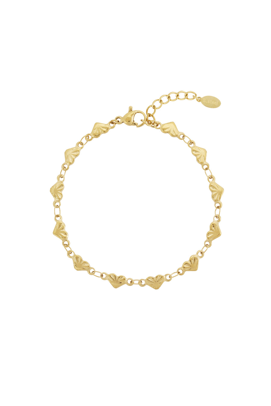 Bracelet à maillons pour femmes en acier inoxydable 304 avec cœur – couleur or
