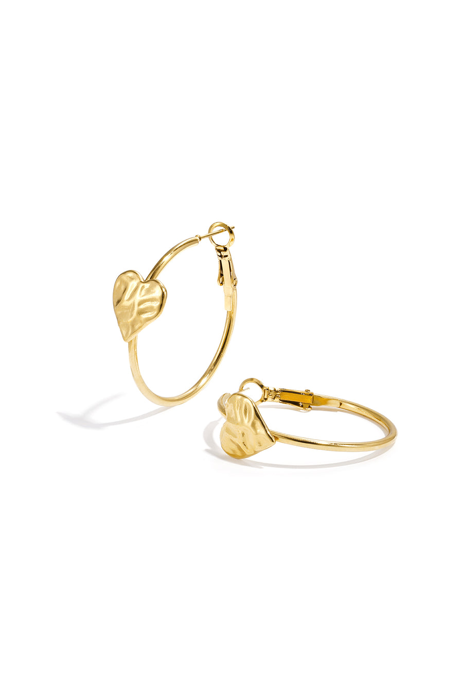 Boucles d'oreilles créoles pour femmes en acier inoxydable en forme de cœur – couleur or et argent