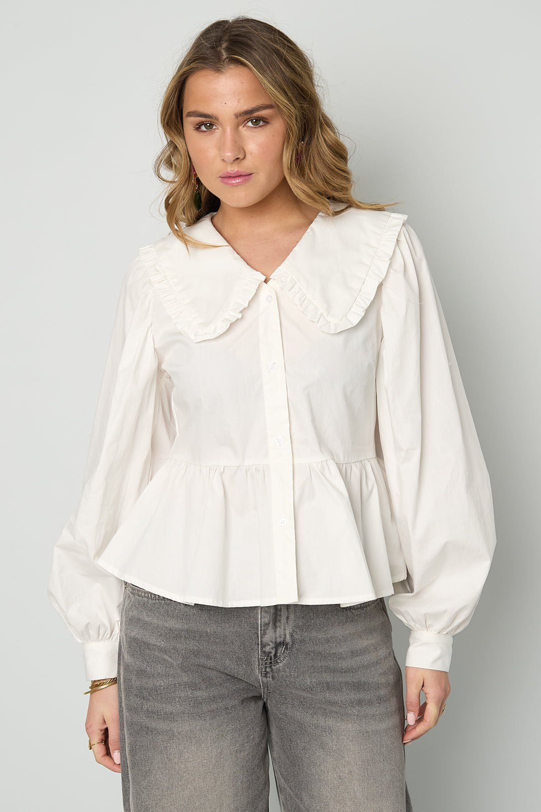 Dames casual blouse van geweven katoen in drie kleuren – productfoto 4