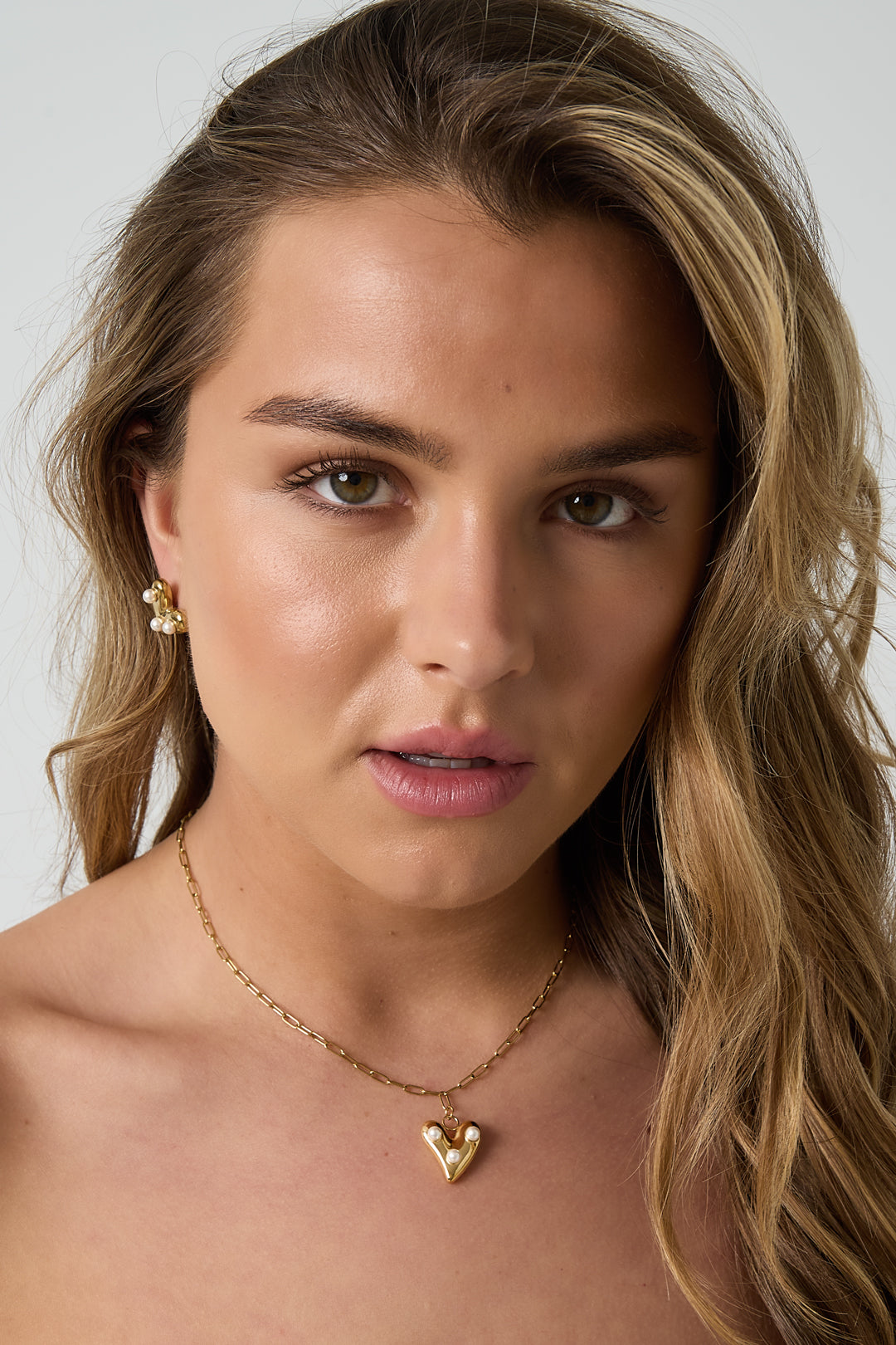 Women's Necklace with Stainless Steel, ABS Heart Pendant – Gold-colored – image 4