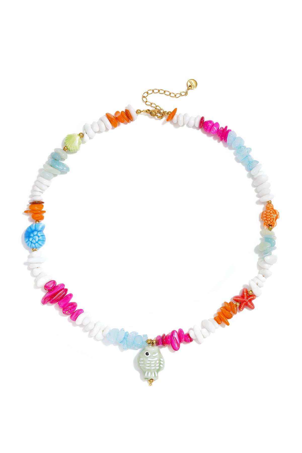 Collier de perles en céramique pour femme avec motif poisson – plusieurs coloris