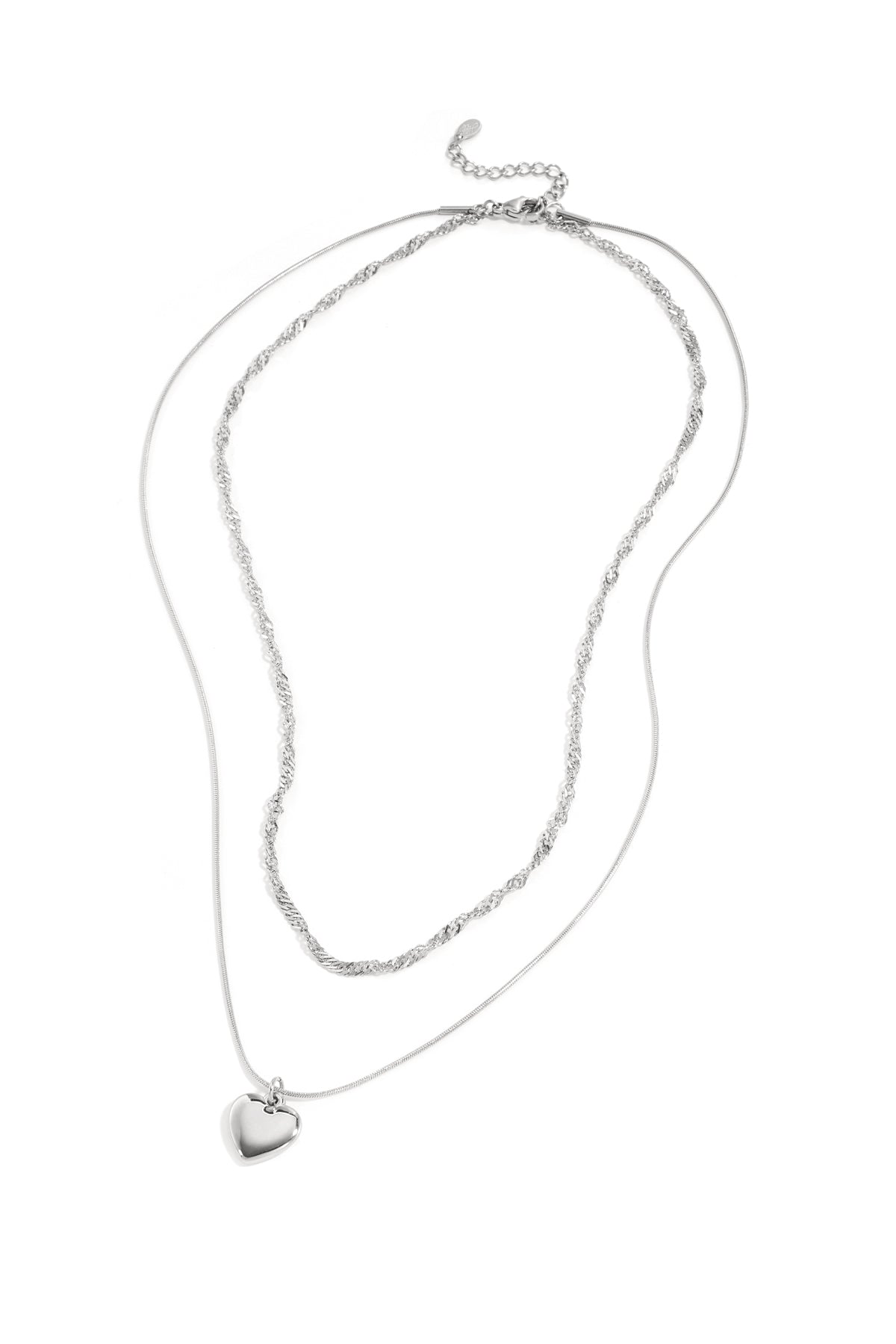 Layered women's stainless steel heart necklace – gold and silver-toned