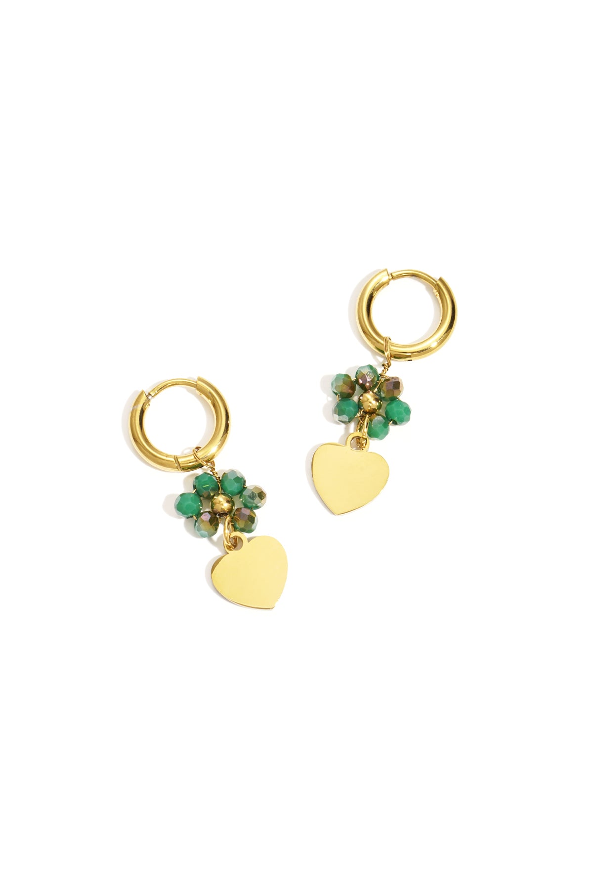 Boucles d'oreilles pendantes pour femmes en acier inoxydable avec motif floral et forme de cœur – plusieurs