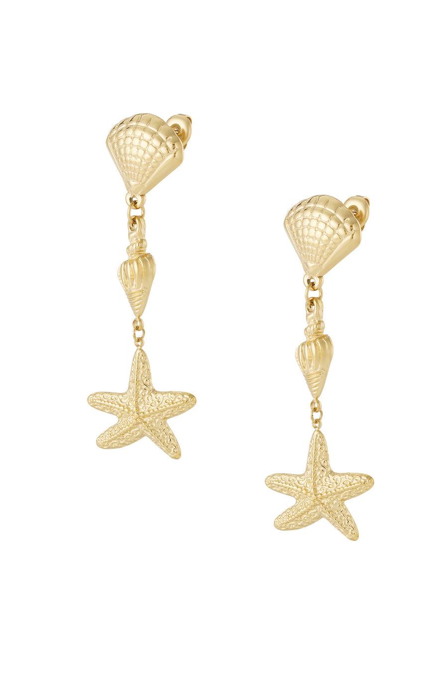 Boucles d'oreilles pendantes pour femmes en acier inoxydable 304, détails océaniques – couleur or