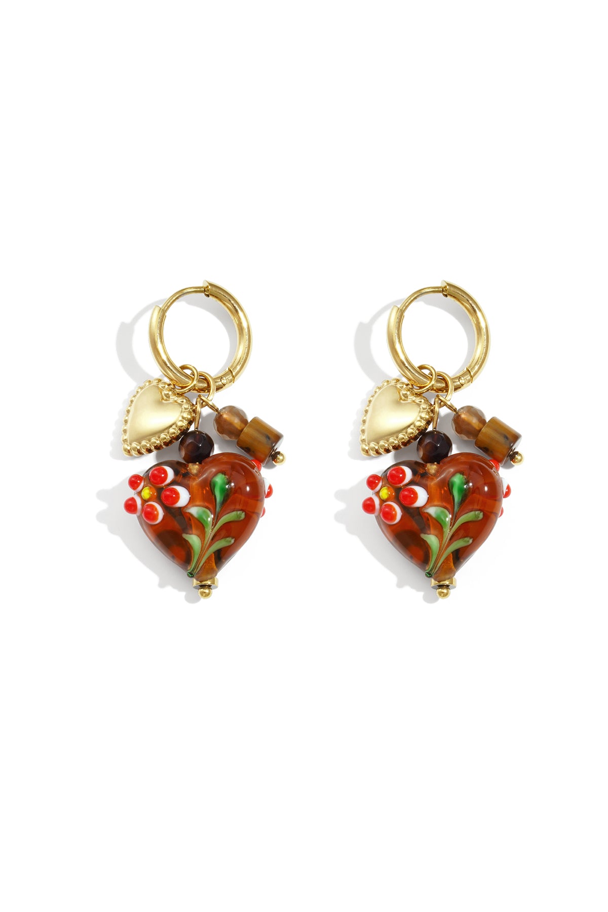 Boucles d'oreilles pendantes en acier inoxydable pour femmes, avec pierre, cristal, résine, hématite et motif cœur