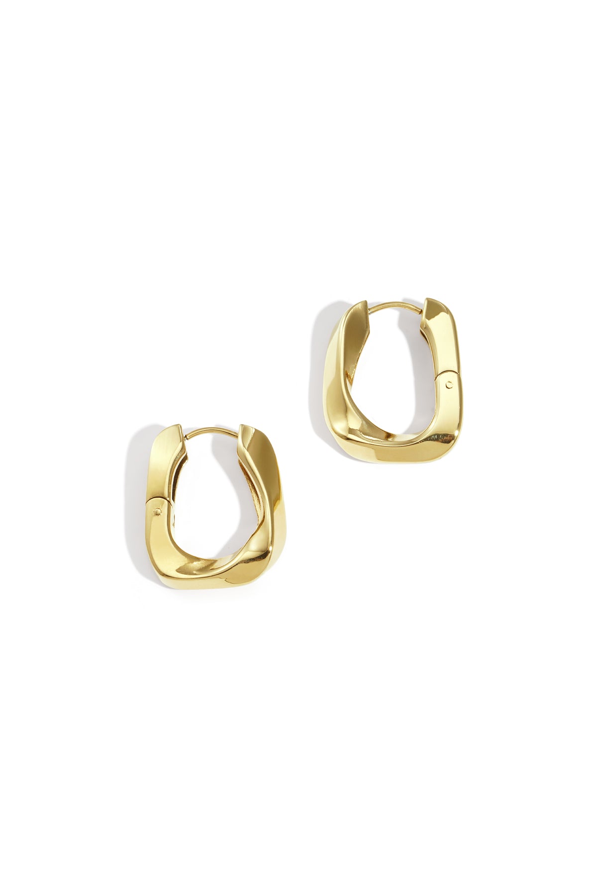 Boucles d'oreilles créoles pour femme en acier inoxydable de forme rectangulaire – couleur or