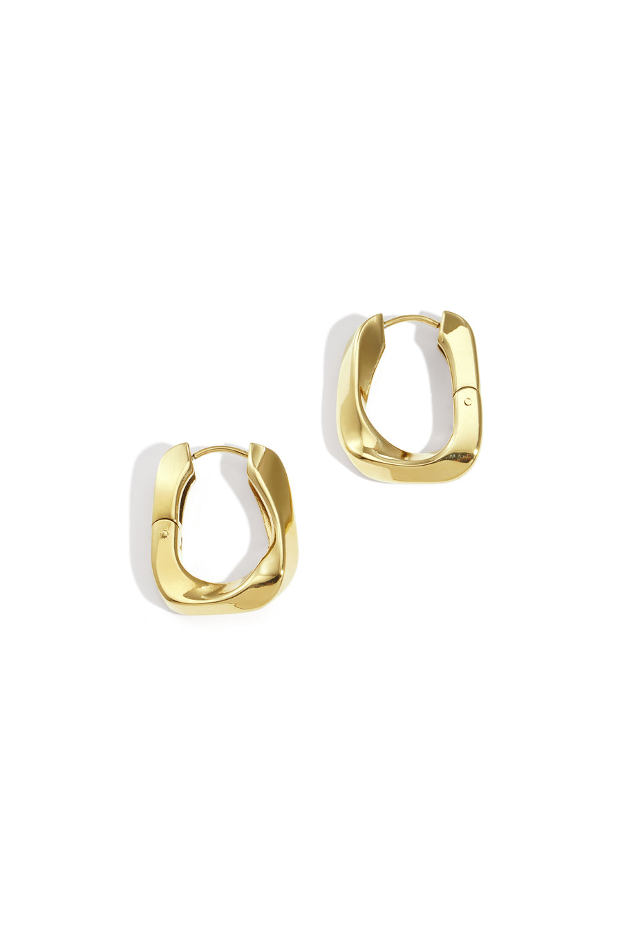 Boucles d'oreilles créoles pour femme en acier inoxydable de forme rectangulaire – couleur or