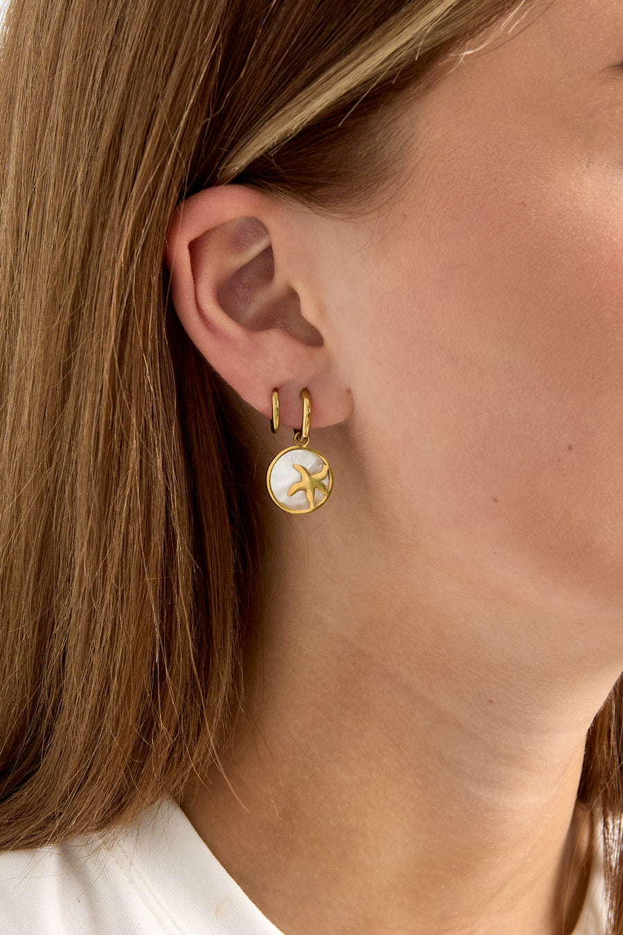 Boucles d'oreilles pendantes en acier inoxydable avec motif étoile de mer pour femmes – plaqué or