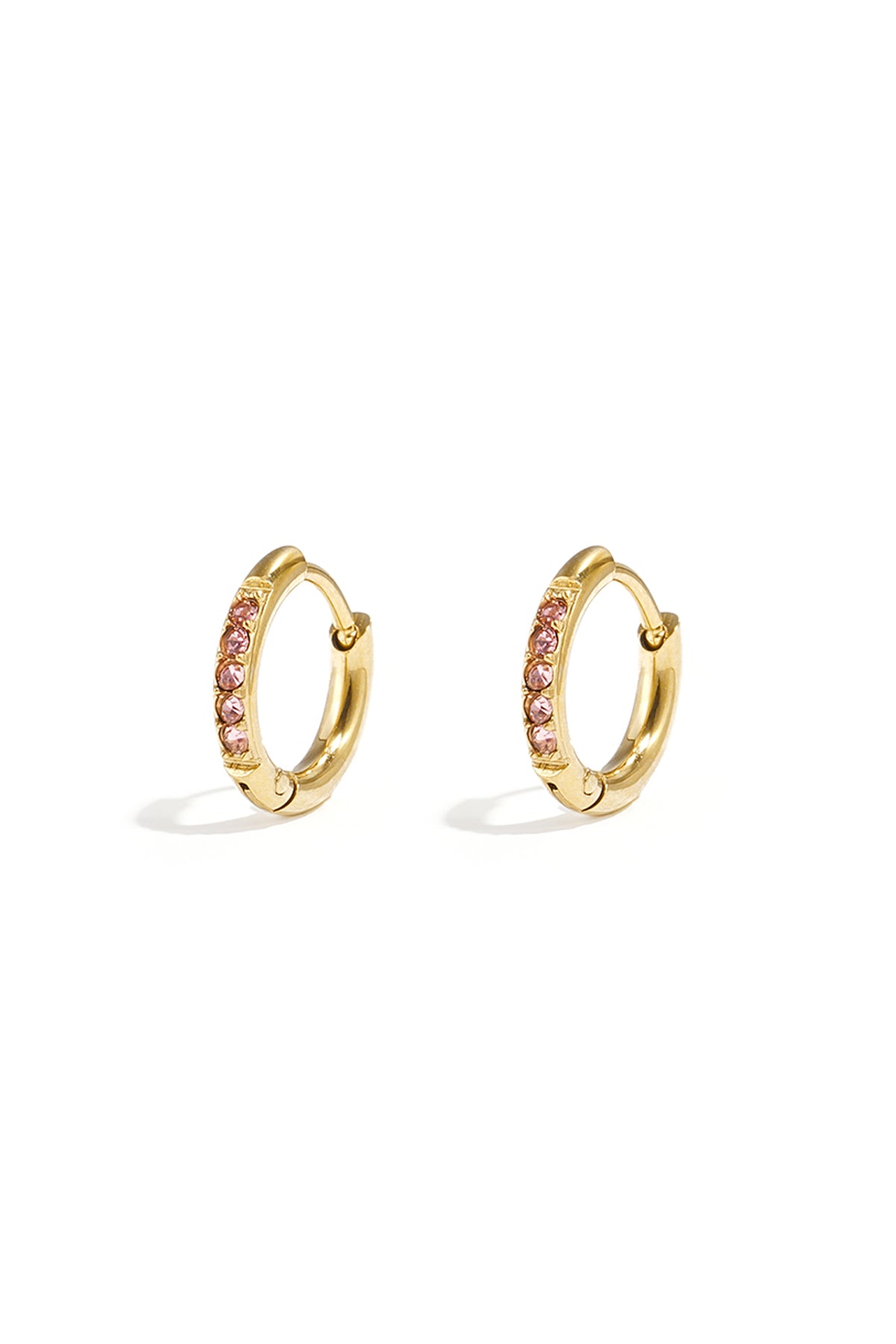 Boucles d'oreilles créoles rondes en acier inoxydable pour femmes – ton or et rose