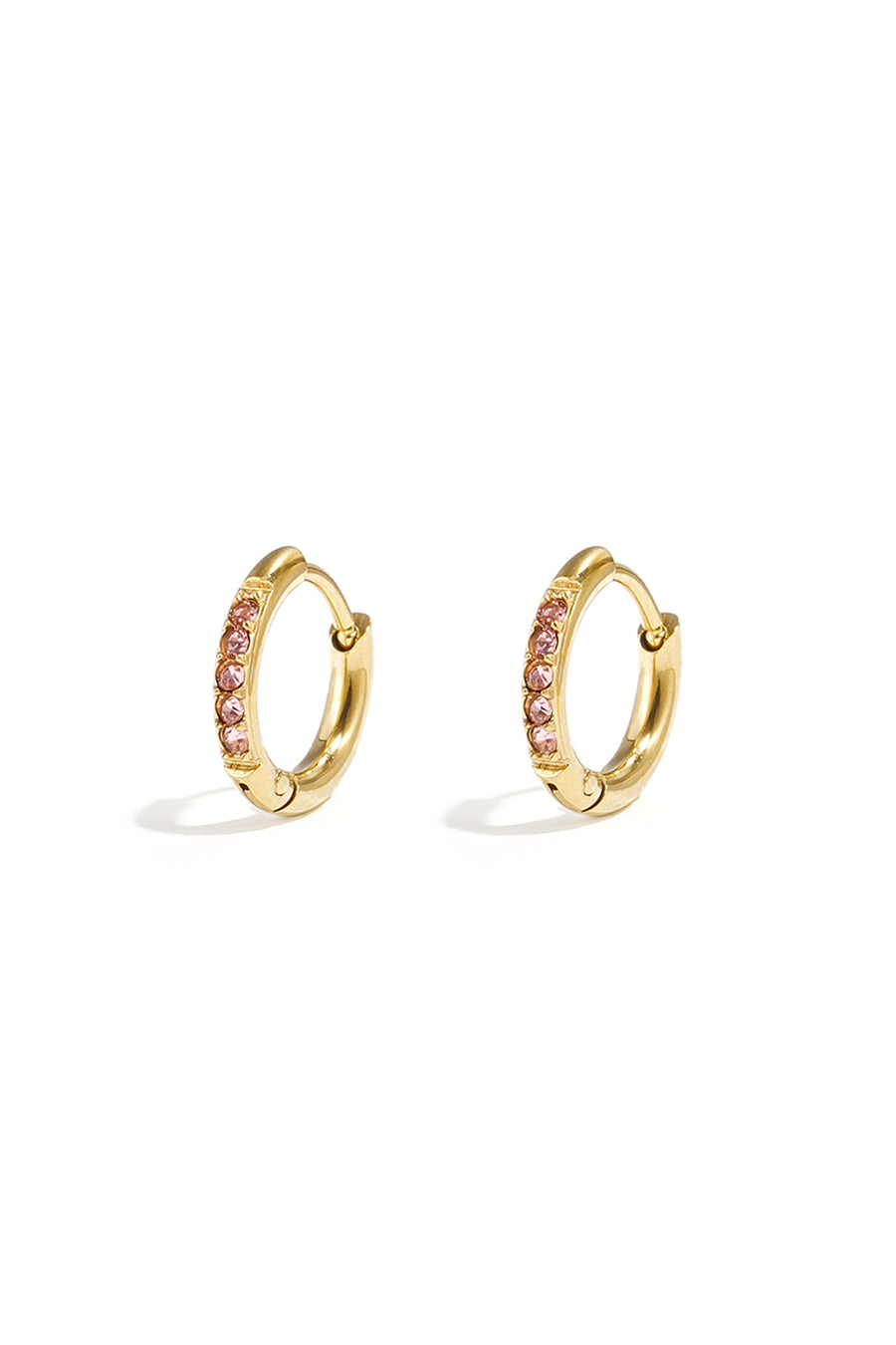 Boucles d'oreilles créoles rondes en acier inoxydable pour femmes – ton or et rose
