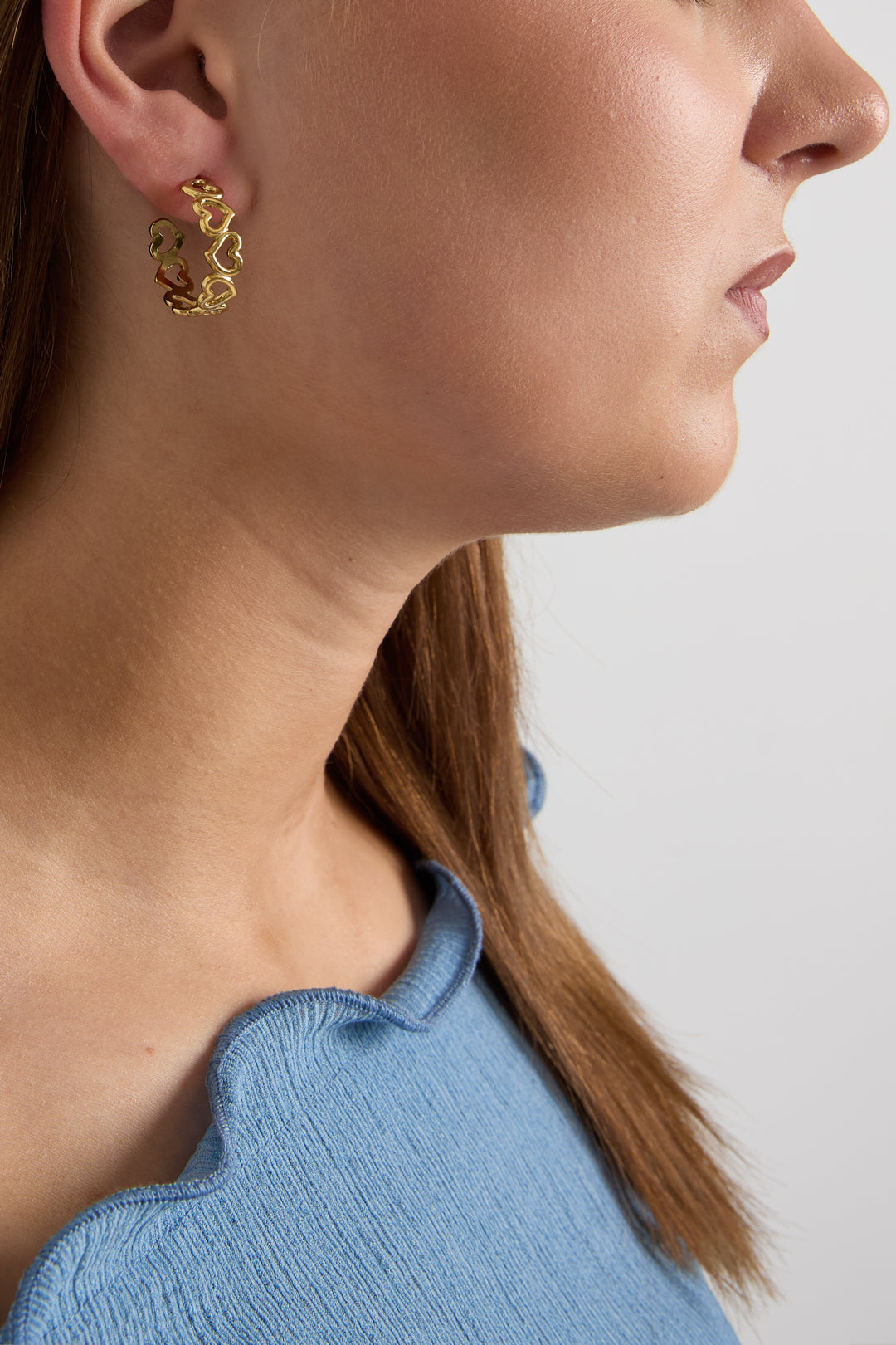 Women's Stainless Steel Heart Hoop Earrings – Gold and Silver Tone – image 3