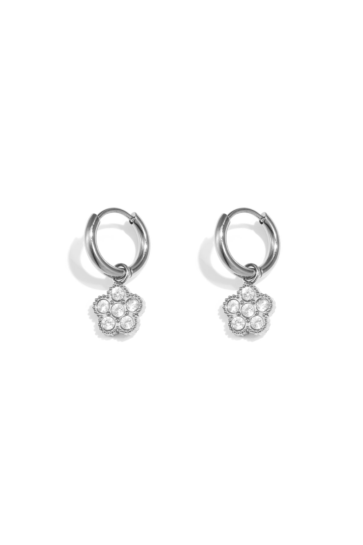 Boucles d'oreilles pendantes pour femmes en acier inoxydable avec motif floral – couleur or