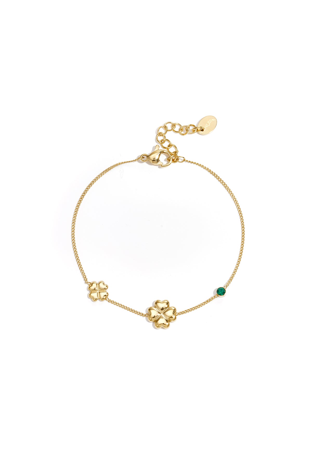 Groene dames klaverarmband met gekleurde stenen