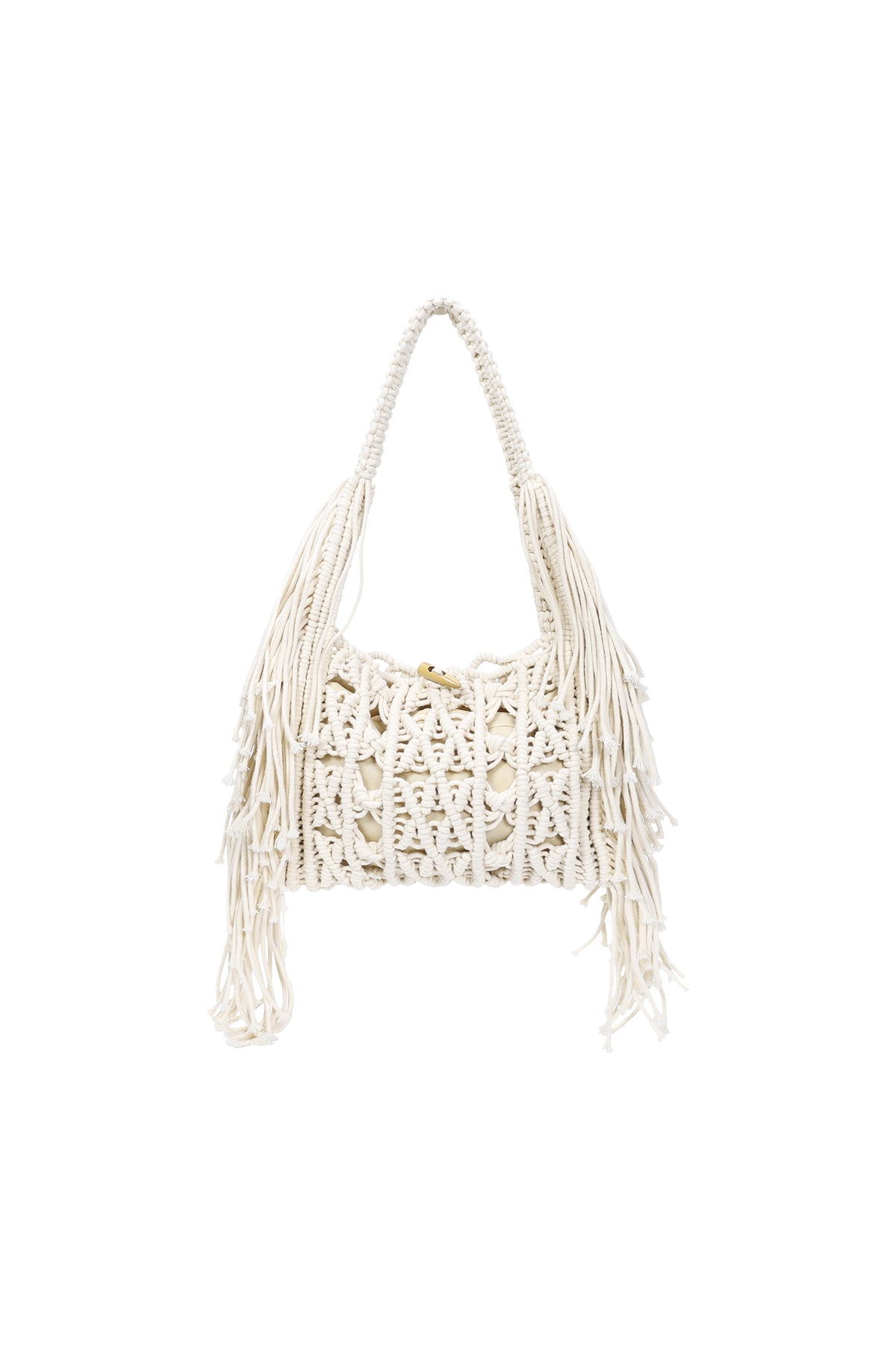 100% cotton beach bag with a plain design and braided detail with a turn lock closure