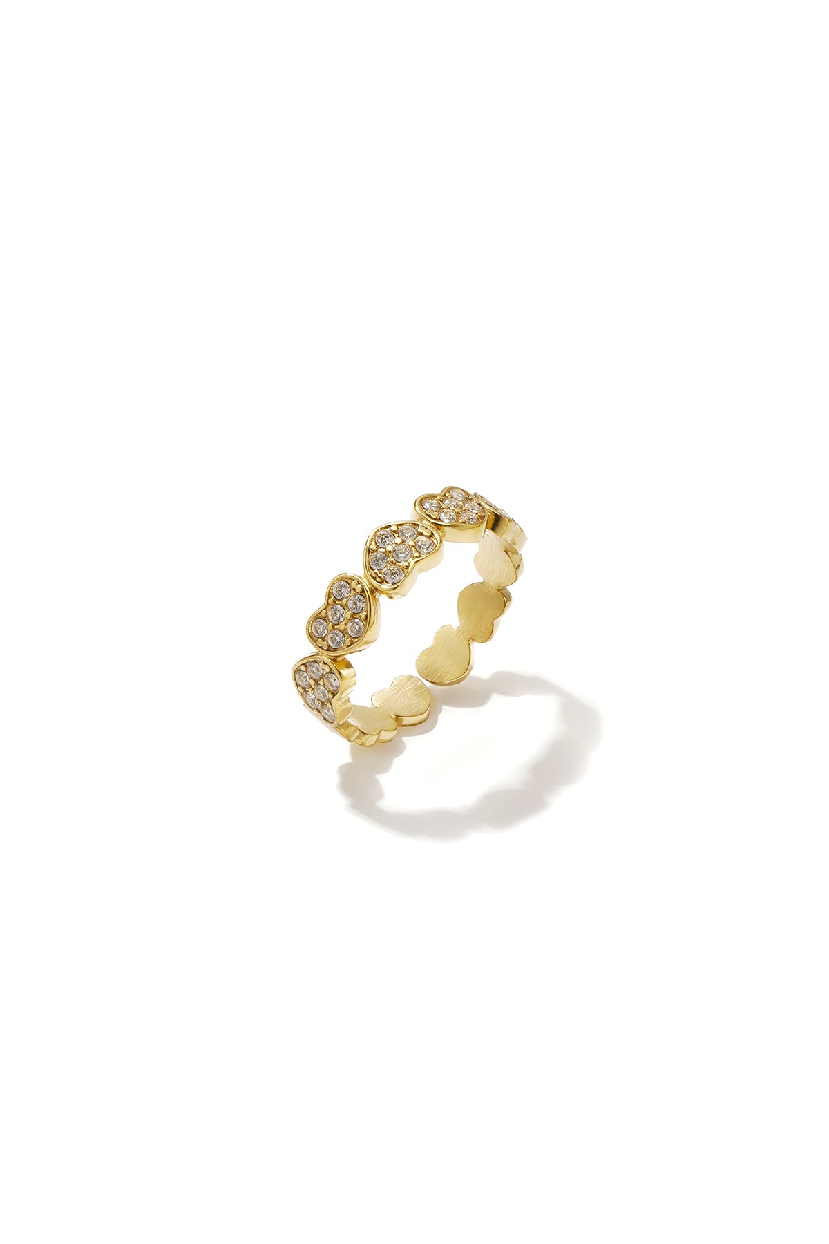 Bague minimaliste en acier inoxydable en forme de cœur pour femme - dorée
