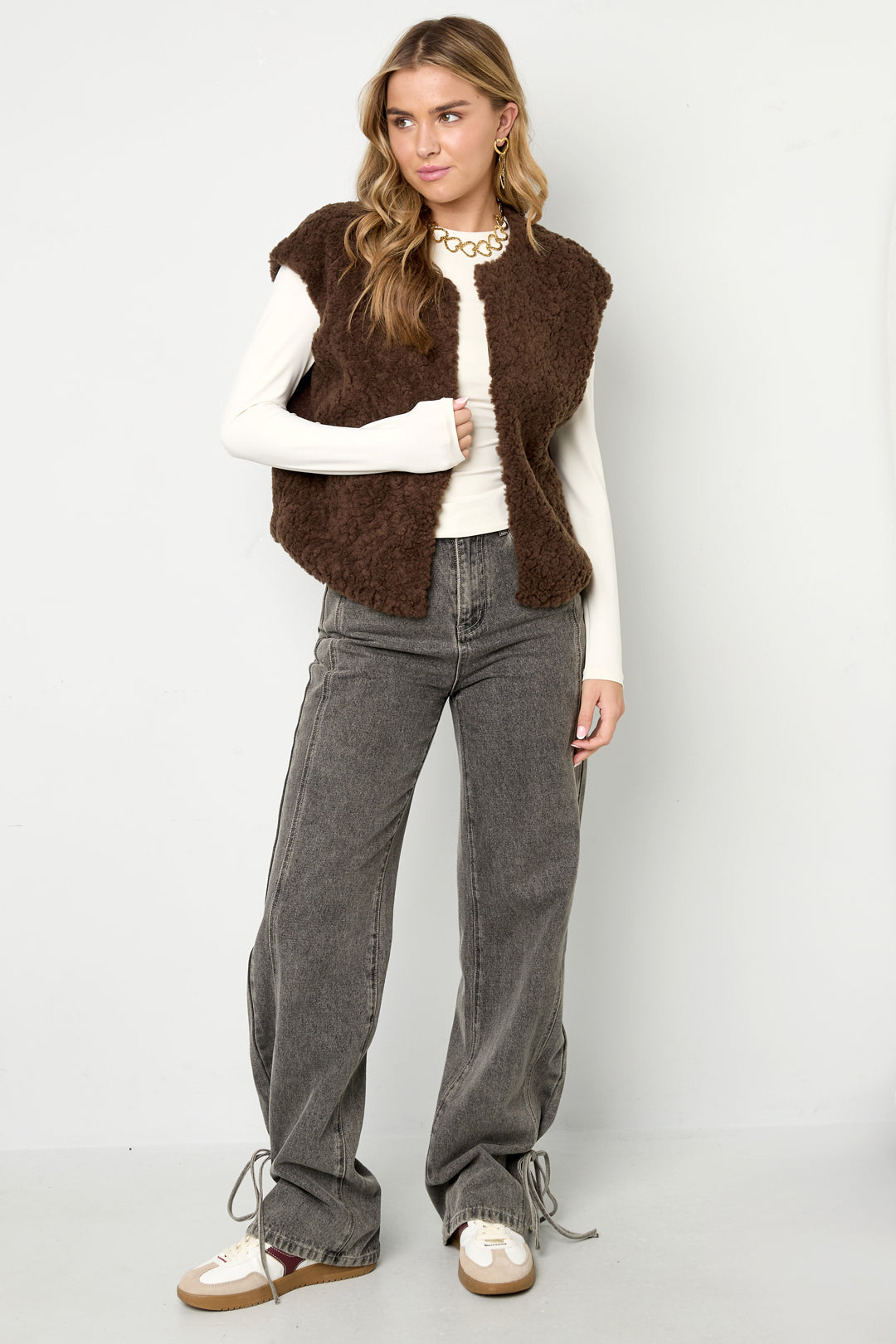 Dames casual mouwloos gilet van polyester – productfoto 4